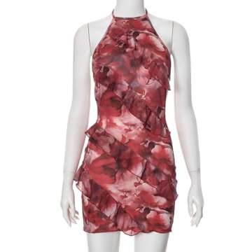 Sexy Halter Neck Backless Floral Mini Dress - Summer Charm