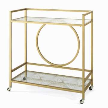 Better Homes and Gardens Nola Bar Cart, Gold Finish (Gold, 1)