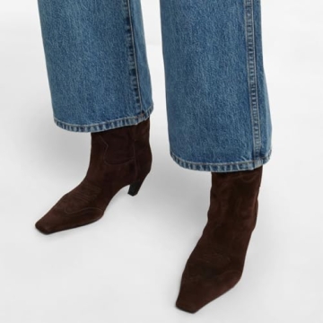 FSJ Women Square Toe Comfort Low Heel Ankle Boots