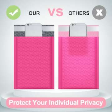 UCGOU Bubble Mailers 4x8 Inch Hot Pink 50 Pack Poly Padded Envelopes Small Business Mailing Packages Opaque Self Seal Adhesive Waterproof Boutique Shipping Bags for Jewelry Makeup Supplies #000