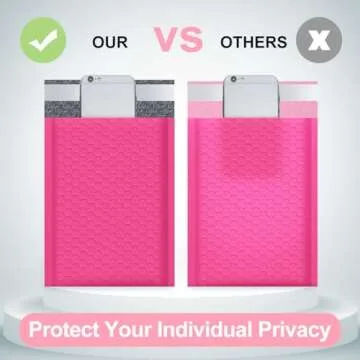 UCGOU Bubble Mailers 4x8 Inch Hot Pink 50 Pack Poly Padded Envelopes Small Business Mailing Packages Opaque Self Seal Adhesive Waterproof Boutique Shipping Bags for Jewelry Makeup Supplies #000