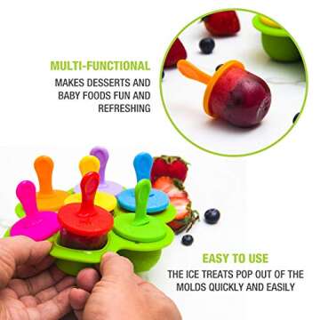 Silicone Baby Popsicle Molds BPA Free - Ice Pop Molds for Infant and Kids - Mini Lolly Mould Maker - Small Popsicle Mold Makers by Eparé