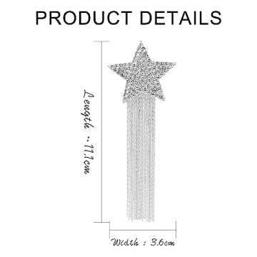 Rhinestone Big Star Dangle Earrings for Women, Long Tassel Stars Charms Stud Earrings Fashion Festiv...