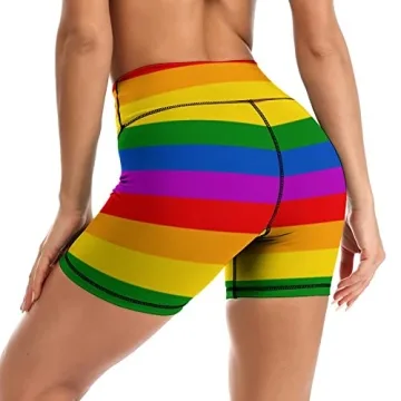 Rainbow Yoga Shorts Stylish High Waisted For Women