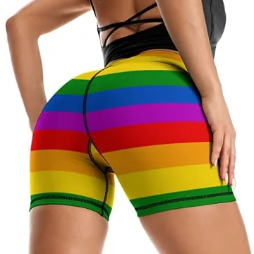Rainbow Yoga Shorts Stylish High Waisted For Women