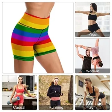 Rainbow Yoga Shorts Stylish High Waisted For Women