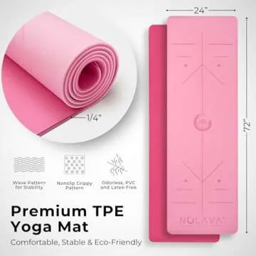 Yoga Mat Set - 6 Piece TPE Pink Yoga Mat - 72" x 24" Yoga Mat Yoga Knee Pad Cushion extra yoga accessorie,2 High Density EVA Yoga Blocks,1 Yoga Strap &1Yoga Mat Slap Band, yoga kit for home workout