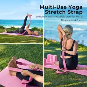 Yoga Mat Set - 6 Piece TPE Pink Yoga Mat - 72" x 24" Yoga Mat Yoga Knee Pad Cushion extra yoga accessorie,2 High Density EVA Yoga Blocks,1 Yoga Strap &1Yoga Mat Slap Band, yoga kit for home workout