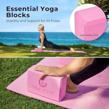 Yoga Mat Set - 6 Piece TPE Pink Yoga Mat - 72" x 24" Yoga Mat Yoga Knee Pad Cushion extra yoga accessorie,2 High Density EVA Yoga Blocks,1 Yoga Strap &1Yoga Mat Slap Band, yoga kit for home workout