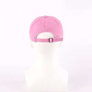 LANGZHEN Unisex Baseball Cap 100% Cotton Fits Men Women Washed Denim Adjustable Dad Hat(Pink, Large)