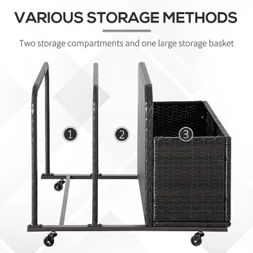 Outsunny Wicker Pool Float Storage Cart with Wheels