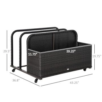 Outsunny Wicker Pool Float Storage Cart with Wheels