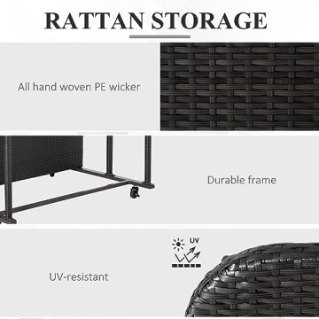 Outsunny Wicker Pool Float Storage Cart with Wheels