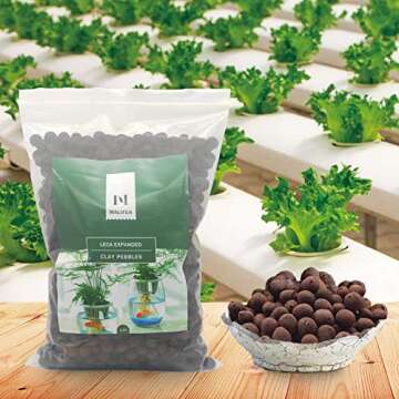 Malifea 2LBS Leca Expanded Clay Pebbles Hydroponics Supplies for Indoor Garden Plants (2LBS)