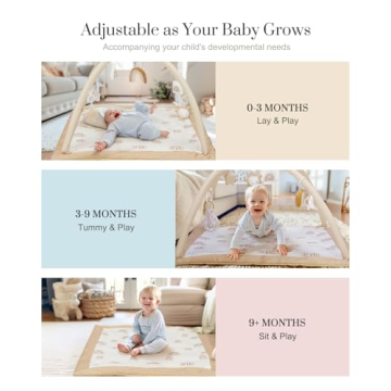 Washable Tummy Time Mat & Deluxe Baby Play Gym with Toys