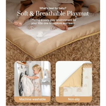 Washable Tummy Time Mat & Deluxe Baby Play Gym with Toys