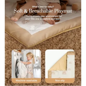 Washable Tummy Time Mat & Deluxe Baby Play Gym with Toys