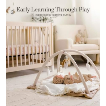 Washable Tummy Time Mat & Deluxe Baby Play Gym with Toys