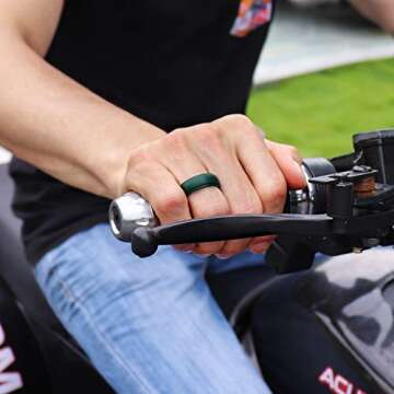 Forthee Silicone Wedding Ring for Men, Breathable Airflow Inner Curve, Mens' Rubber Wedding Engagement Bands for Crossfit Workout, Size 10