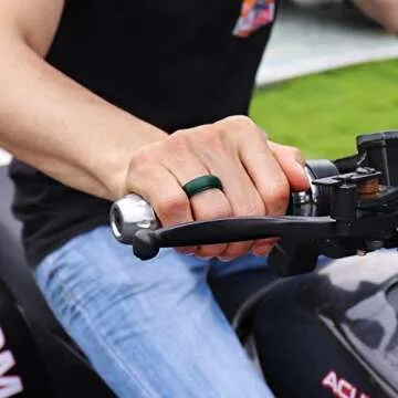 Forthee Silicone Wedding Ring for Men, Breathable Airflow Inner Curve, Mens' Rubber Wedding Engagement Bands for Crossfit Workout, Size 10