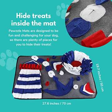 Pawzzle Mat - Sailor of The Sea - Interactive Dog Feeding Snuffle Mat for Small Medium Large Dogs, E...
