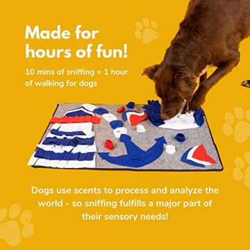 Pawzzle Mat - Sailor of The Sea - Interactive Dog Feeding Snuffle Mat for Small Medium Large Dogs, Encourage Foraging Skills, Great for Nosework & Scent Training, Relieve Stress & Boredom
