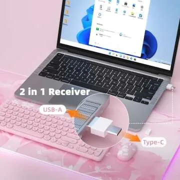 Mytrix Sakura Wireless Keyboard & Mouse, Retro Pink Design