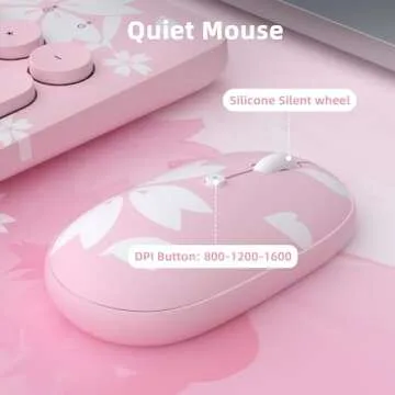 Mytrix Sakura Wireless Keyboard & Mouse, Retro Pink Design