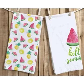 Hello Summer Watermelon Kitchen Towels Set of 2 for Summer Charm