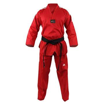 adidas Champion 3 WTF Approved Color Taekwondo Uniform - RED 140 (0)