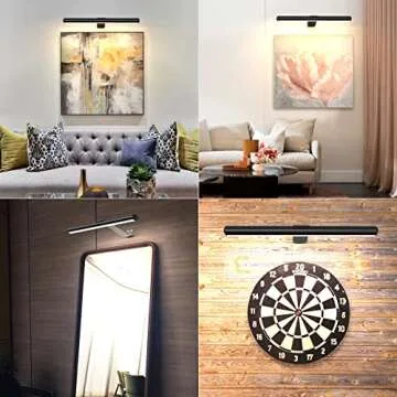 TINTINDOC 16inch Picture Light with Remote,Rechargeable Battery Painting Light for Art Full Metal, Dimmable Timer Led Accent Light 40LEDs for Painting Gallery Dartboard with Patent