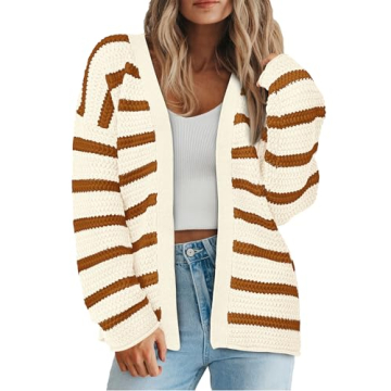 PRETTYGARDEN Women's Cozy Fall Striped Cardigan Sweater - Warm & Trendy