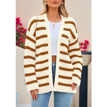 Stylish PRETTYGARDEN Women's Fall Striped Cardigan