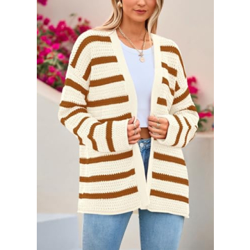 Stylish PRETTYGARDEN Women's Fall Striped Cardigan