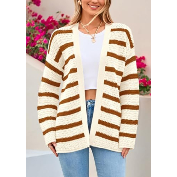 Stylish PRETTYGARDEN Women's Fall Striped Cardigan