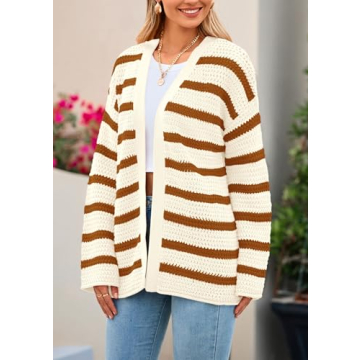 Stylish PRETTYGARDEN Women's Fall Striped Cardigan