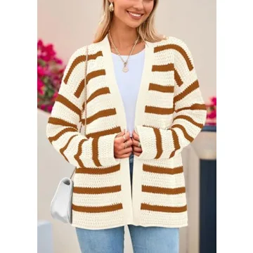 Stylish PRETTYGARDEN Women's Fall Striped Cardigan