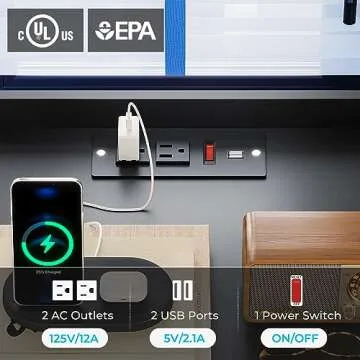 BTHFST LED Nightstand with Charging Station, Night Stand with 3 Drawers and 1 Pull-Out Tray, End Side Table with Storage, Bedside Table with LED Lights & Metal Legs, Black and Gold