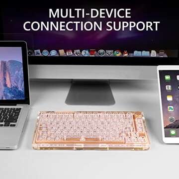 KiiBoom Phantom 81 75% Hot Swappable Gasket-Mounted Mechanical Keyboard, BT5.0/2.4GHz/USB-C Wired Wireless NKRO Gaming Keyboard with South-facing RGB, Clear Keycaps, 4000mAh Battery for Win/Mac