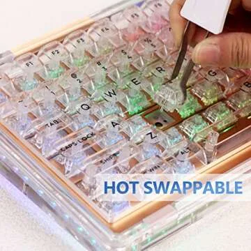 KiiBoom Phantom 81 75% Hot Swappable Gasket-Mounted Mechanical Keyboard, BT5.0/2.4GHz/USB-C Wired Wireless NKRO Gaming Keyboard with South-facing RGB, Clear Keycaps, 4000mAh Battery for Win/Mac