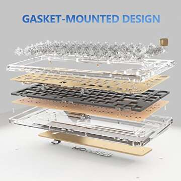 KiiBoom Phantom 81 75% Hot Swappable Gasket-Mounted Mechanical Keyboard, BT5.0/2.4GHz/USB-C Wired Wireless NKRO Gaming Keyboard with South-facing RGB, Clear Keycaps, 4000mAh Battery for Win/Mac