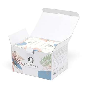 Eco Wave Baby Wipes, 100% Compostable Eco-Friendly Bamboo Wipes, Unscented, Hypoallergenic, Vegan, A...