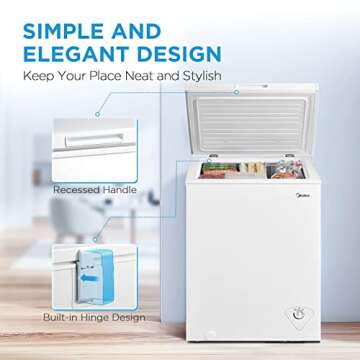 Midea MRC050S0AWW Chest Freezer, 5.0 Cubic Feet, White