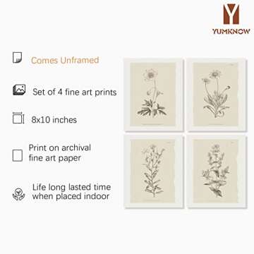 Vintage Botanical Plant Wall Art - Neutral Boho Minimalist Flower Prints