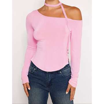 LAVASEON Trendy Y2K Square Neck Long Sleeve Crop Top