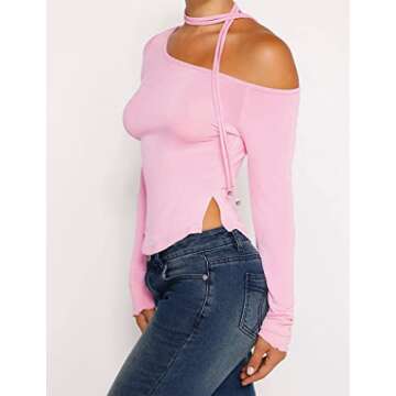 LAVASEON Trendy Y2K Square Neck Long Sleeve Crop Top