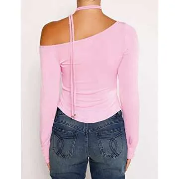 LAVASEON Trendy Y2K Square Neck Long Sleeve Crop Top