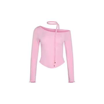 LAVASEON Trendy Y2K Square Neck Long Sleeve Crop Top