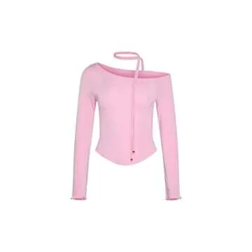 LAVASEON Trendy Y2K Square Neck Long Sleeve Crop Top