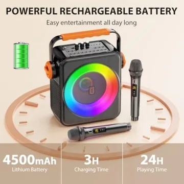 Portable Karaoke Machine with Dual Microphones